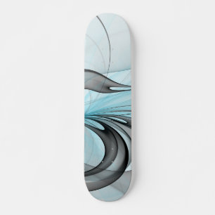 Skateboard Art fractal moderne gris anthracite abstrait bleu