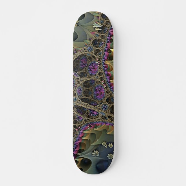 Skateboard ART fractal MONDE FLORAL (Devant)