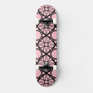 Skateboard Art géométrique noir et rose