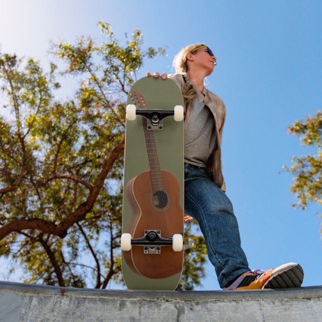 Skateboard Art guitare classique Imprimer sur vert olive (Extérieur 1)