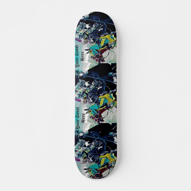 Skateboard art historique joutant de chevaux de chevaliers (Devant)