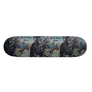 Skateboard art historique joutant de chevaux de chevaliers