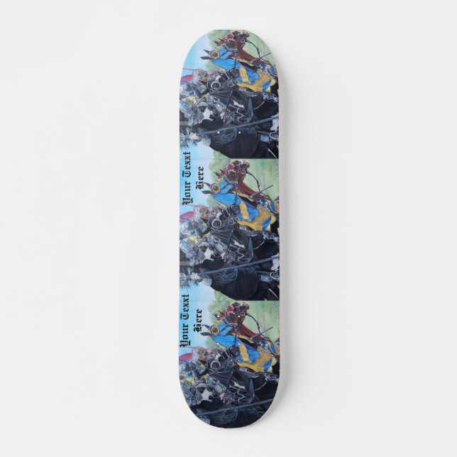 Skateboard art historique joutant de chevaux de chevaliers (Devant)