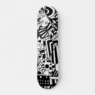 Skateboard Art noir et blanc motif abstrait