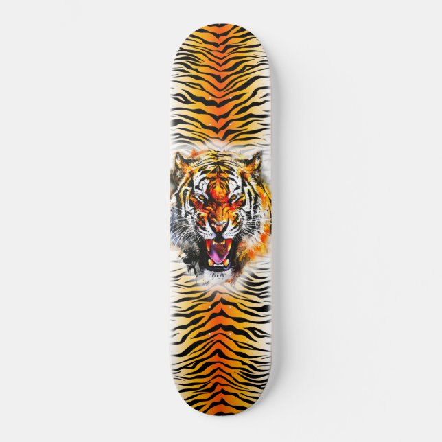 Skateboard Art- Snarling Tiger avec des rayures (Recto)