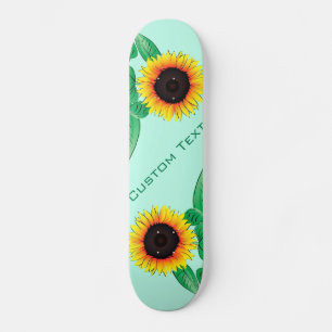 Skateboard Art Sunflower - Ajouter Votre Texte / Nom -