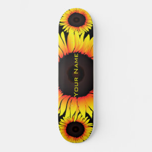 Skateboard Art Sunflowers - Ajouter Votre Nom / Texte / Numér