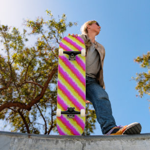 Skateboard Artdeco rose Jaune Artdeco Arc-en-ciel rayures
