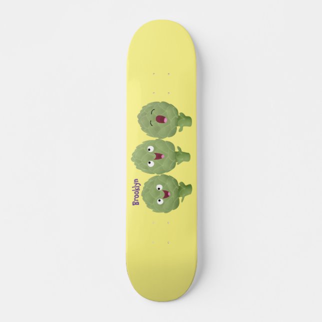 Skateboard Artichauts chantants mignons dessin animé végétal (Devant)