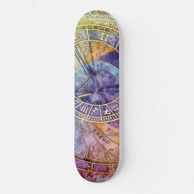 Skateboard Astrologie temps colorée Abstraite (Recto)