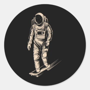 Skateboard-Astronaut, der Weltraum-Skating-Spacer Runder Aufkleber