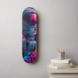 Skateboard Astronaut Neon Graffiti Art – Édition Limitée