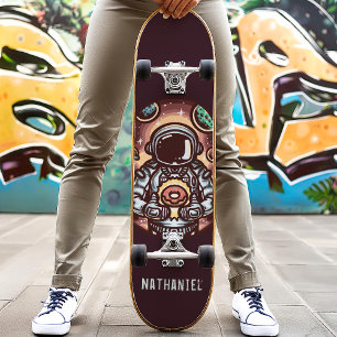Skateboard Astronaute avec beignet drôle nom personnalisé