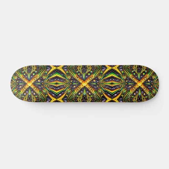 Skateboard aux couleurs jamaïcaines (Horz)