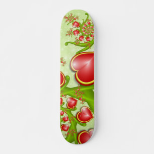 Skateboard Avec beaucoup d'amour Rouge Coeurs Jaunes Fractal