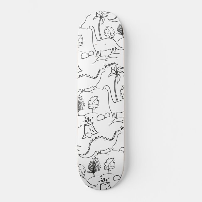 Skateboard avec de mignons dinosaures. (Recto)