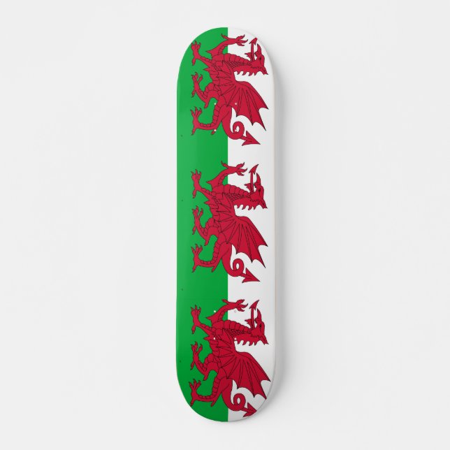 Skateboard avec drapeau du Pays de Galles (Devant)