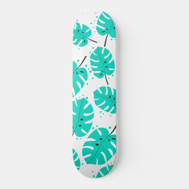 Skateboard avec feuilles tropicaux. (Recto)