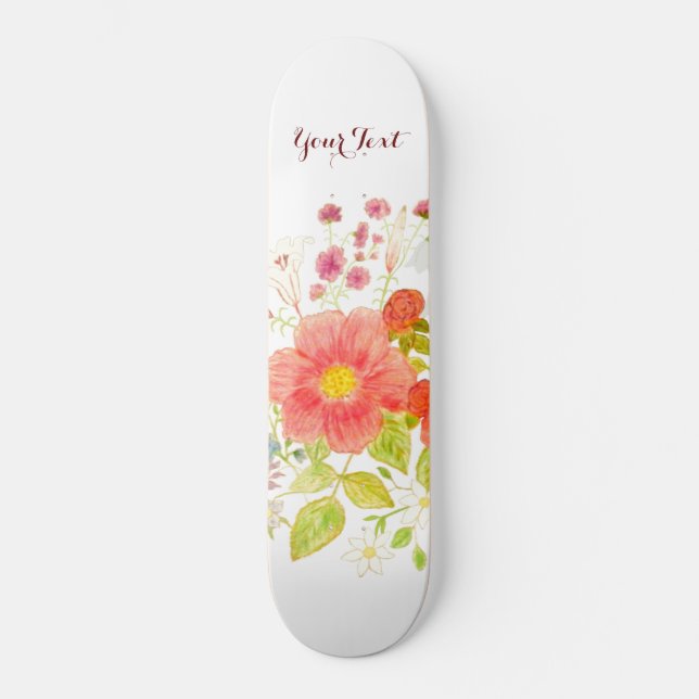 Skateboard avec Fleurs d'été (Recto)