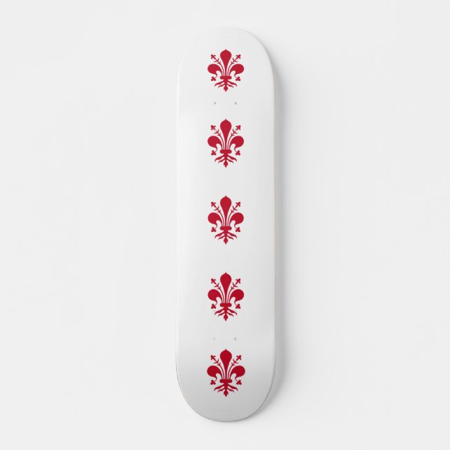 Skateboard avec le drapeau de Florence, Italie (Devant)