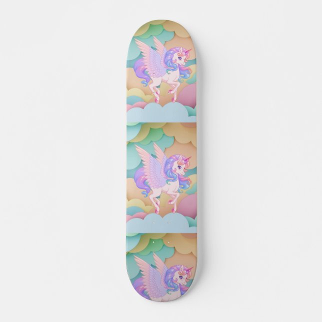 Skateboard avec licornes (Devant)