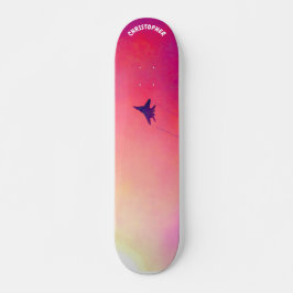 Skateboard Avion de combat, ciel rouge