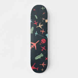 Skateboard Avion noir et Motif de l'aviation