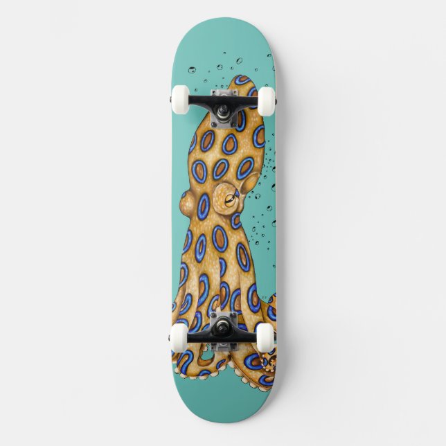 Skateboard Bague bleue Octopus et l'art des bulles (Recto)