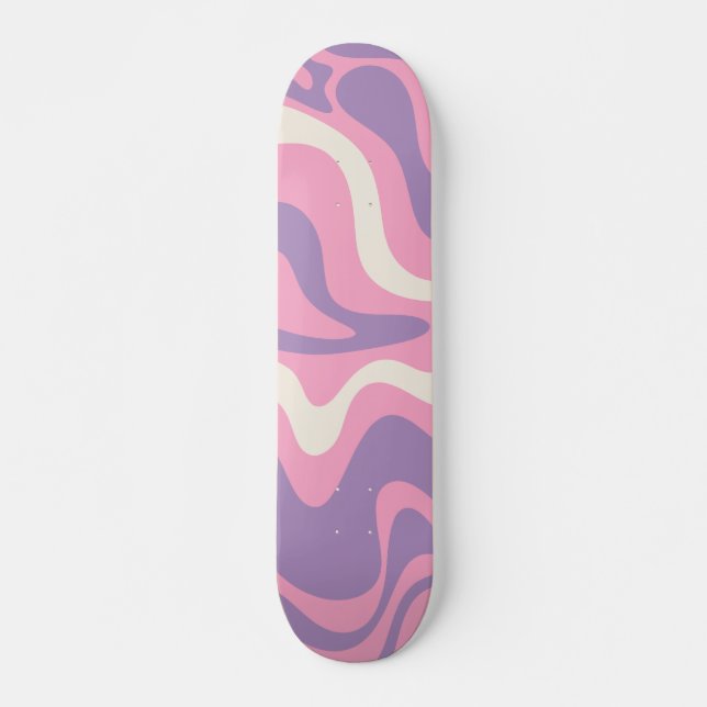 Skateboard Balayage liquide rétro Super rose violet Abstrait (Devant)