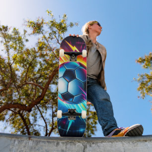 Skateboard Ballon de football électrique futuriste éclair