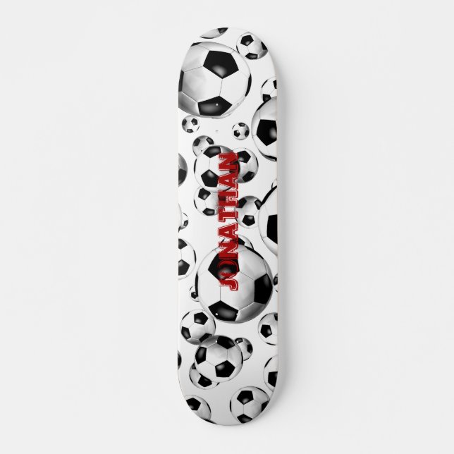 Skateboard ballons de football noir et blanc sportif garçons  (Devant)