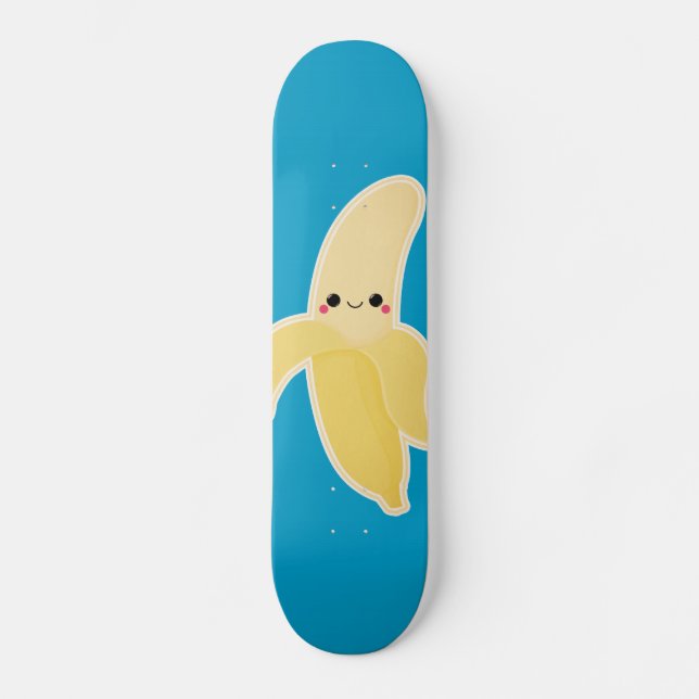 Skateboard Banane de Kawaii sur le bleu (Recto)