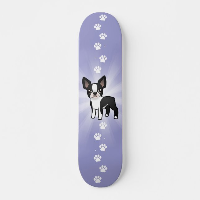 Skateboard Bande dessinée Boston Terrier (Devant)