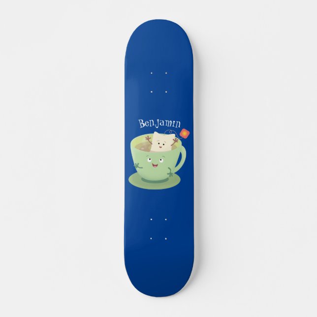 Skateboard Bande dessinée de la tasse de thé mignonne humour  (Devant)