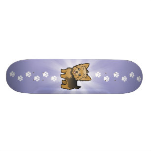 Skateboard Bande dessinée Yorkshire Terrier (cheveux courts
