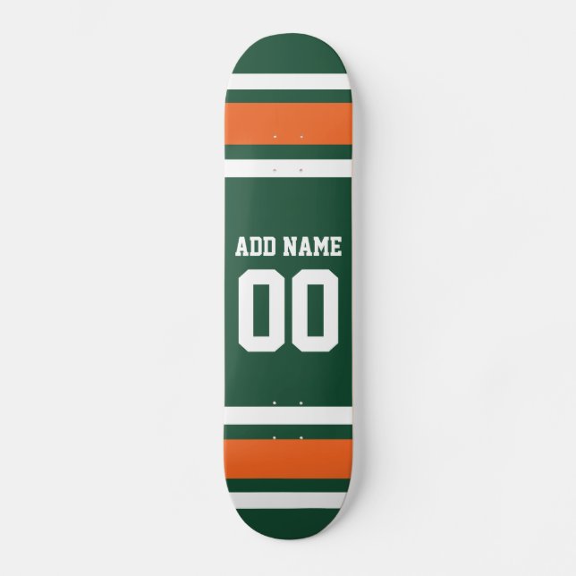 Skateboard Bandes blanches vertes et orange Numéro de nom per (Recto)