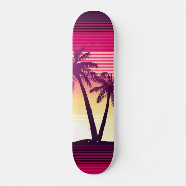Skateboard Bandes de couchers de soleil tropicaux (Recto)