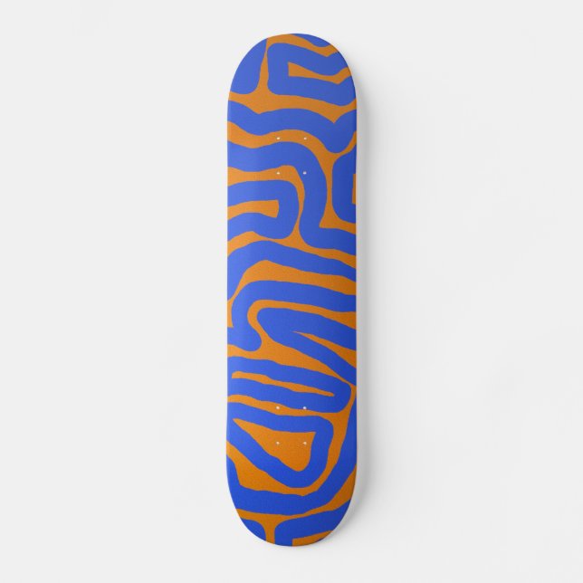 Skateboard Bandes d'imaginaire bleu orange (Recto)