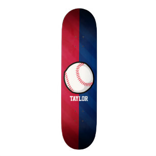 Skateboard Baseball ; rouge, blanc et bleu