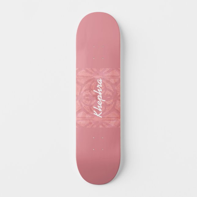 Skateboard Batik Rose Ruddy Et Aquarelle Bleue Nom (Recto)