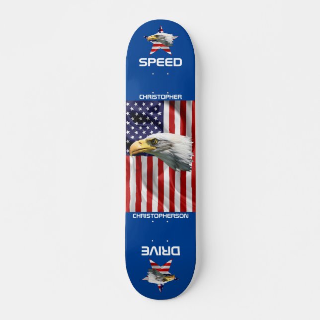 Skateboard Beau Aigle, Drapeau Américain, Patriotique (Devant)