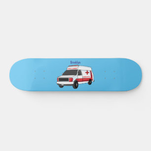 Skateboard Belle ambulance rouge caricature van