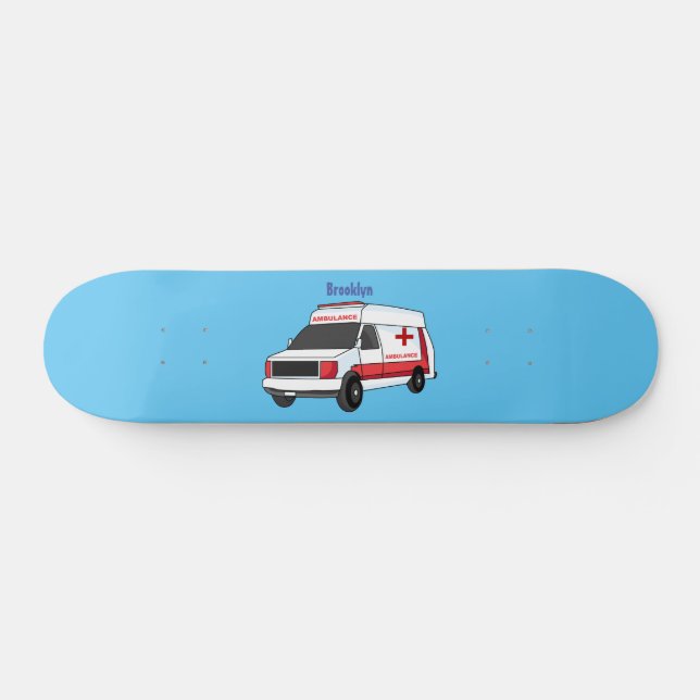 Skateboard Belle ambulance rouge caricature van (Horz)