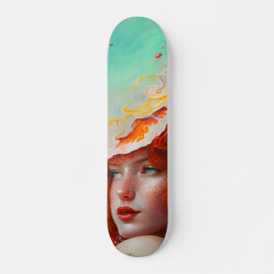 Skateboard Belle artiste Abstraite Red Haired Ginger Girl