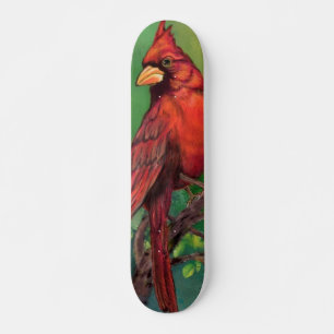 Skateboard Belle peinture d'oiseaux du Cardinal rouge du Nord