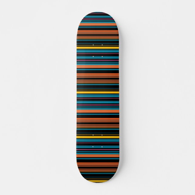 Skateboard Belles rayures bleues noires (Devant)