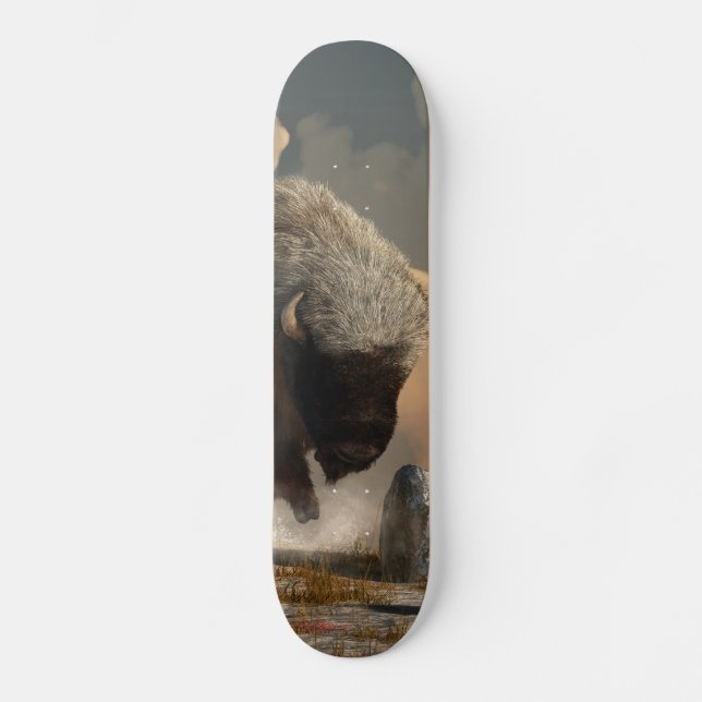 Skateboard Bison à moitié blanc (Recto)