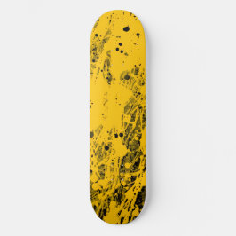 Skateboard Black and Yellow Paint Splashes