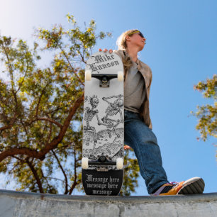 Skateboard Black Death Personalized Medieval Skeletons