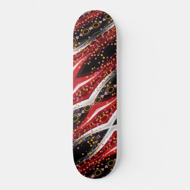 Skateboard Black Fiery Rouge & blanc Abstrait (Recto)